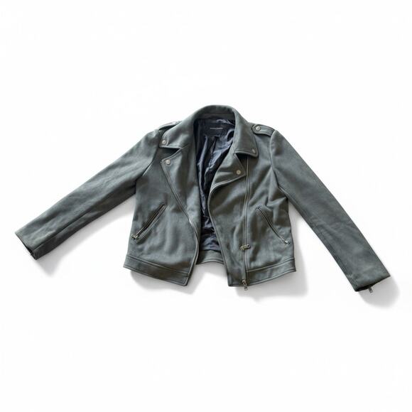 Banana Republic Women’s Olive Moto Jacket Vegan Suede XS - Picture 3 of 15